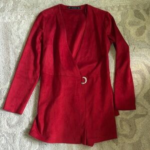 Zara Vibrant Red Open Front Blazer